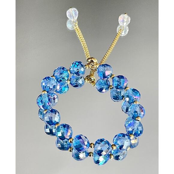 Deep Blue Swarovski Beaded Bracelet - Picture 2 of 16